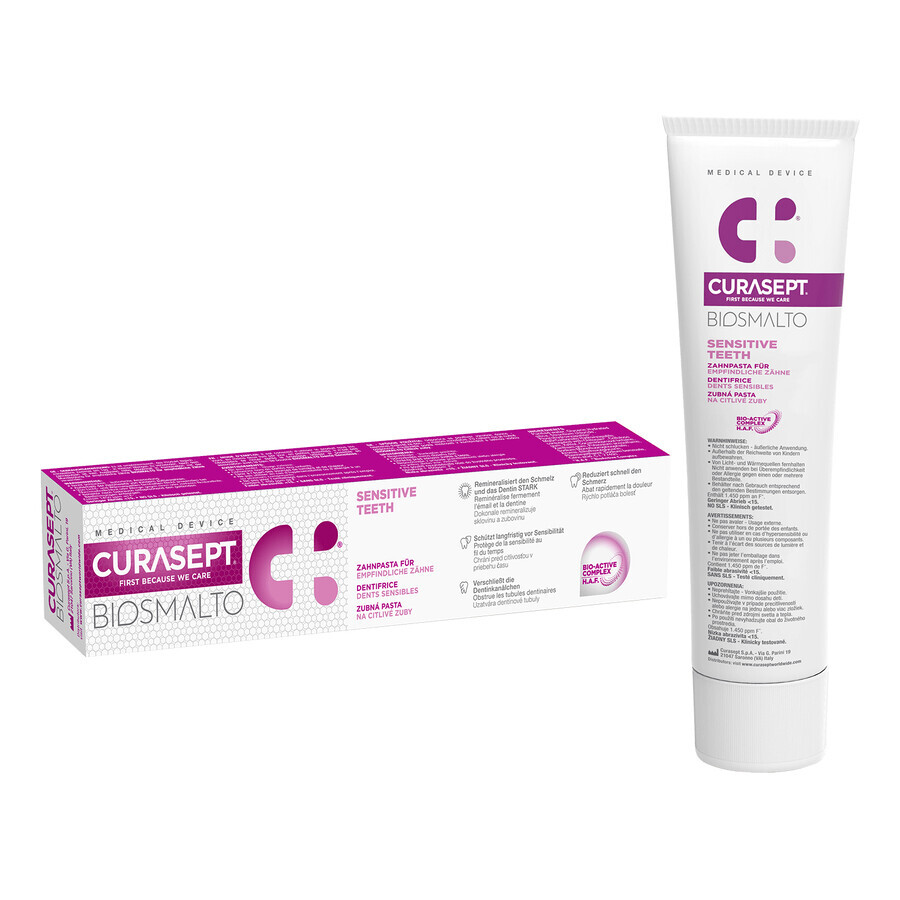 Curasept Biosmalto, tandpasta voor gevoelige tanden, Sensitive, 75 ml