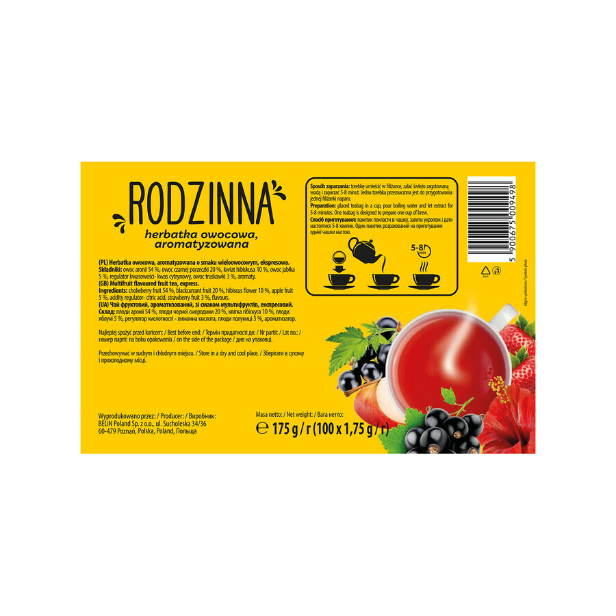 Rodzinna Wielofocowa, vruchtenthee, gearomatiseerd, 1,75 g x 100 builtjes