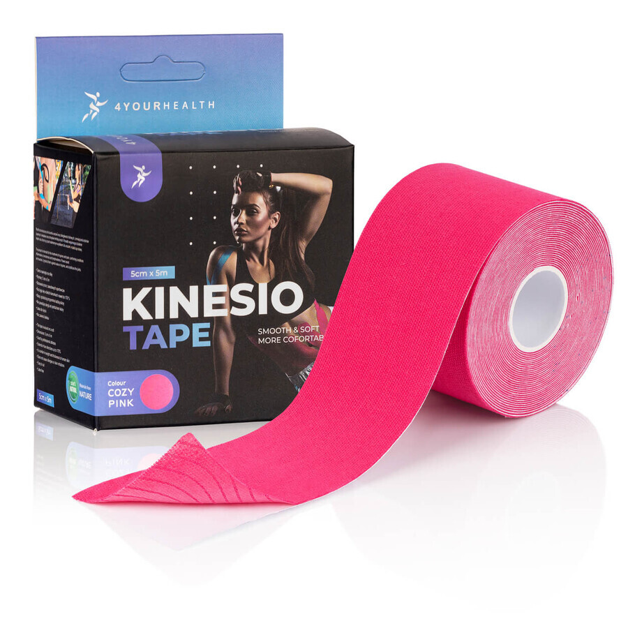 4yourhealth Kinesiotape, kinesiologie tape, roze, 5 cm x 5 m