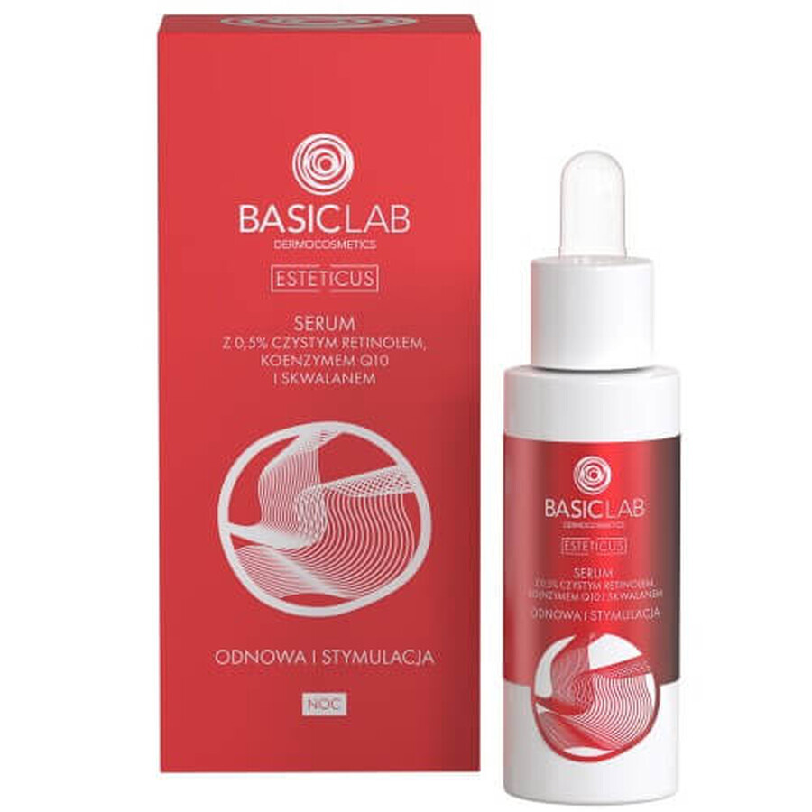 BasicLab Esteticus, Emulsion Nachtserum mit reinem Retinol 0,5%, Erneuerung und Stimulation, 30 ml