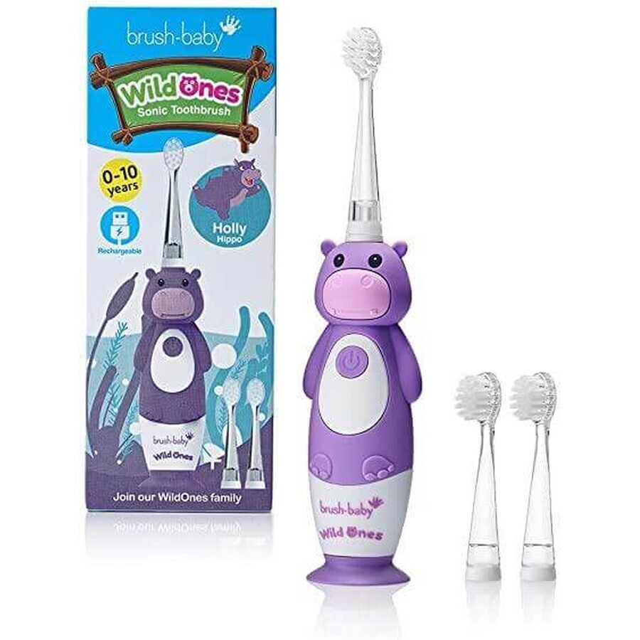 Brosse à dents électrique rechargeable Hippo Wild Ones, Brush Baby