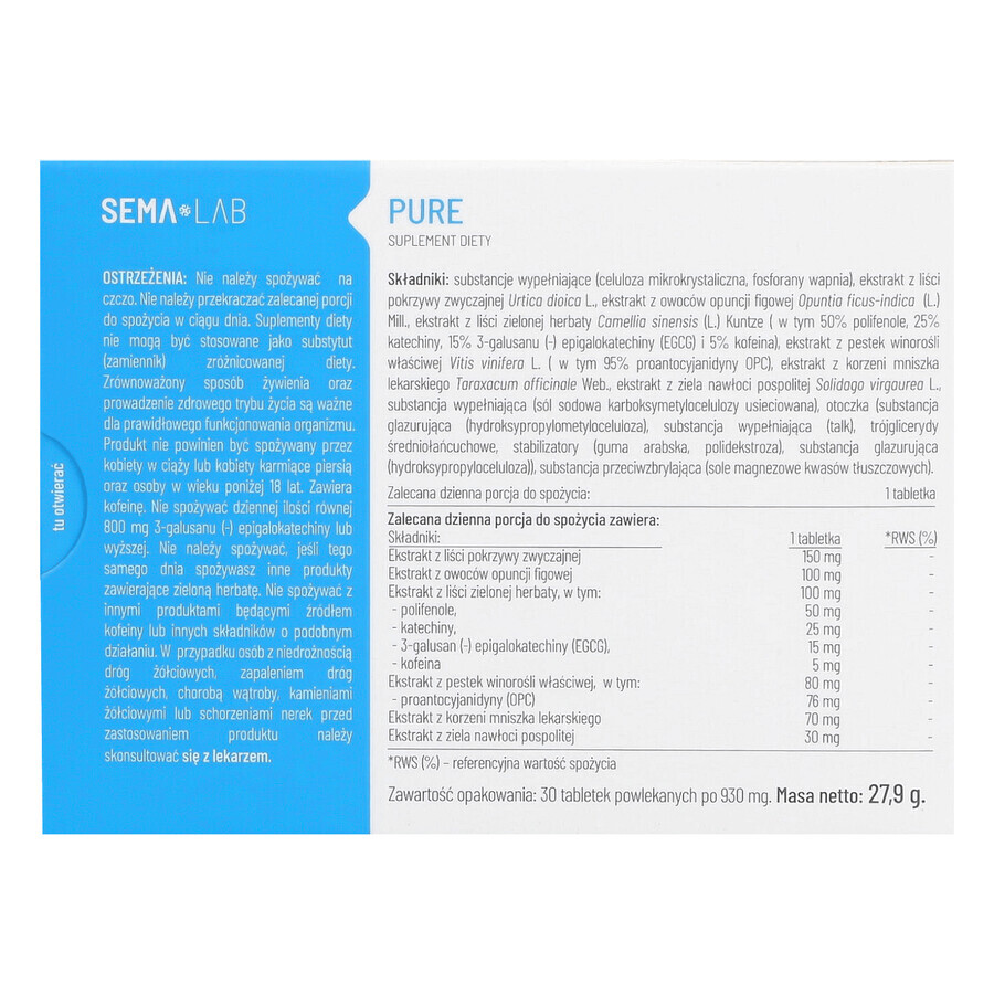 SEMA Lab Pure, 30 tablets