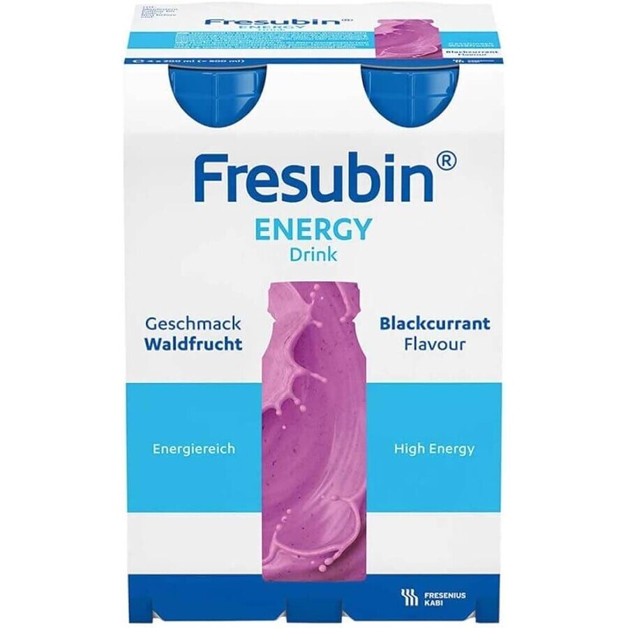 Fresubin Energy drink with blackcurrant flavor , 4 x 200 ml, Fresenius Kabi