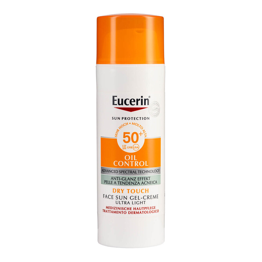 Eucerin Sun Oil Control, ultralichte beschermende gel-crème voor de huid met onvolkomenheden, SPF 50+, 50 ml