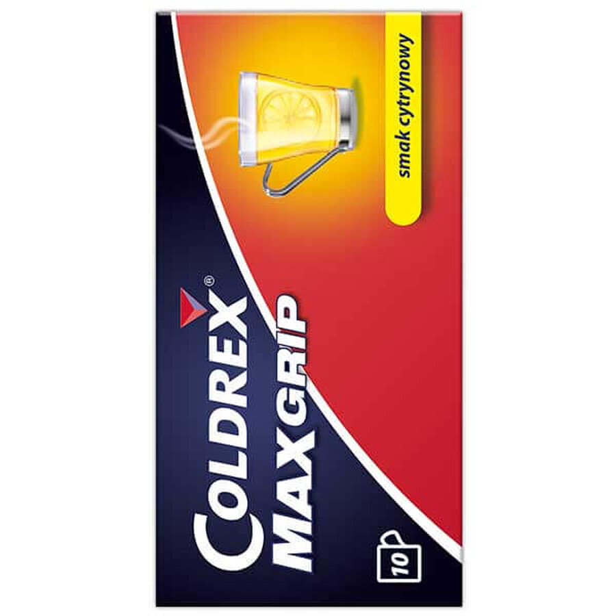 Coldrex MaxGrip 1000 mg + 10 mg + 40 mg, goût citron, 10 sachets