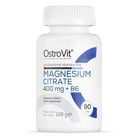 OstroVit Citrate de Magnésium 400 mg + B6, 90 comprimés