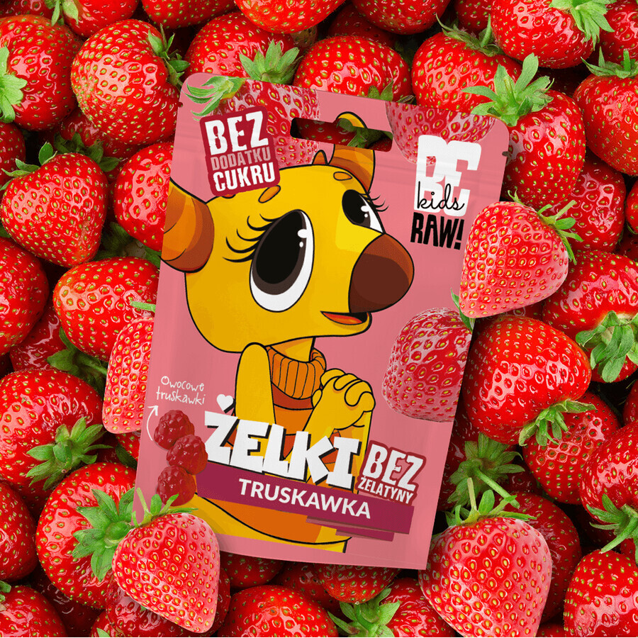 BeRAW! Kids, jelly beans, aardbei, zonder toegevoegde suiker, 35 g