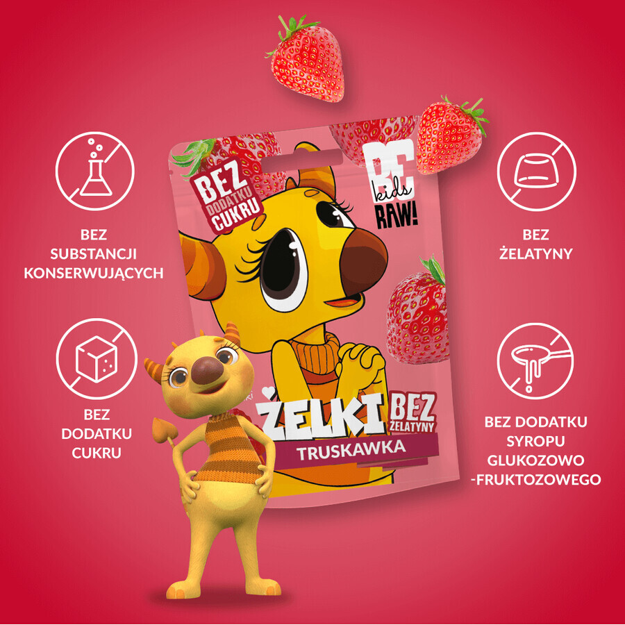 BeRAW! Kids, jelly beans, aardbei, zonder toegevoegde suiker, 35 g