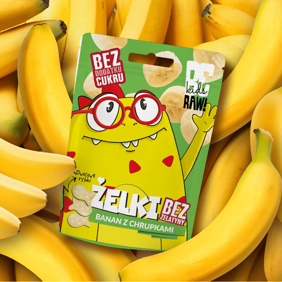 BeRAW! Kids, jelly beans, banaan met chips, zonder toegevoegde suiker, 35 g