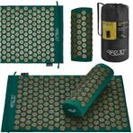 4Fizjo Acupressure Mat, acupuncture mat with cushion, 68 cm x 42 cm, green-gold