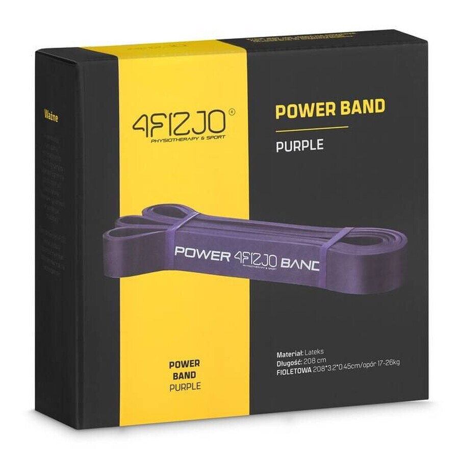 4Fizjo Power Band, banda de resistencia para ejercicios, morada, 17-26 kg