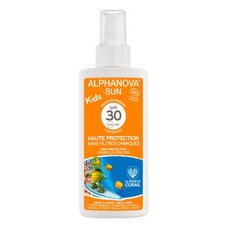 Alphanova Sun Kids Bio, spray de protecție solară, SPF 30, 125 g