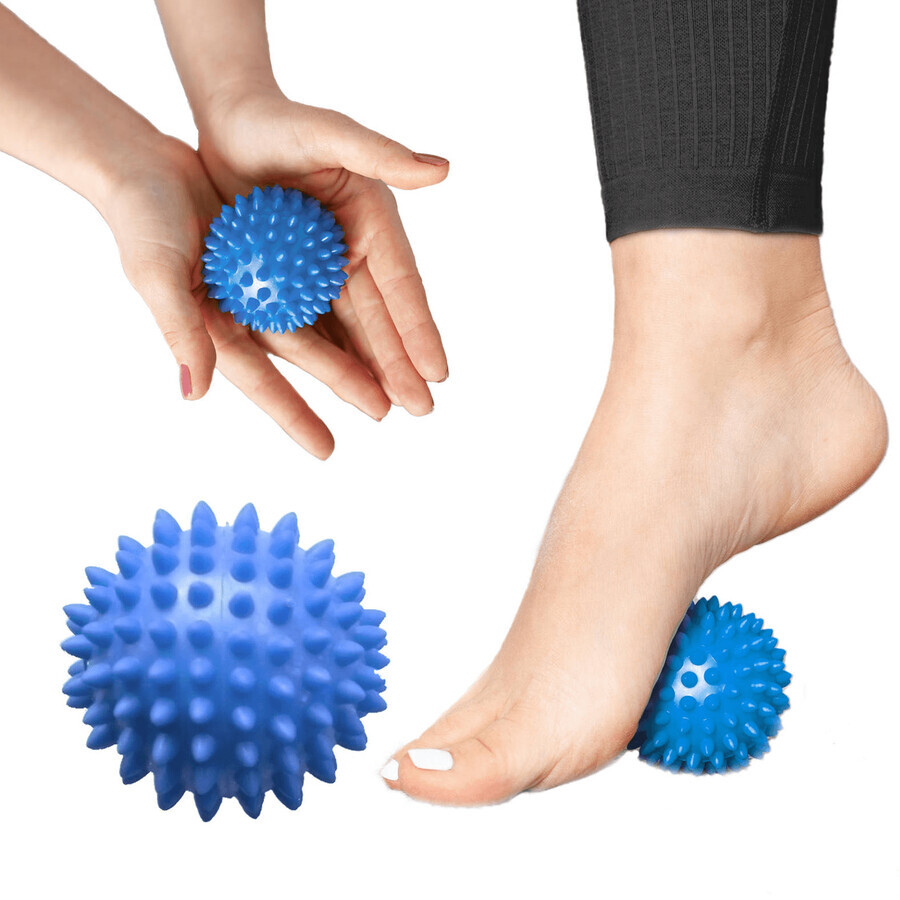 4Fizjo Spike Ball, massagebal met stekels, blauw, 8 cm