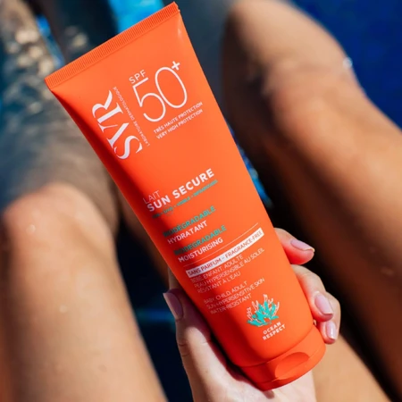 SVR Sun Secure, lapte protector hidratant, fără parfum, pentru întreaga familie, SPF 50+, 250 ml