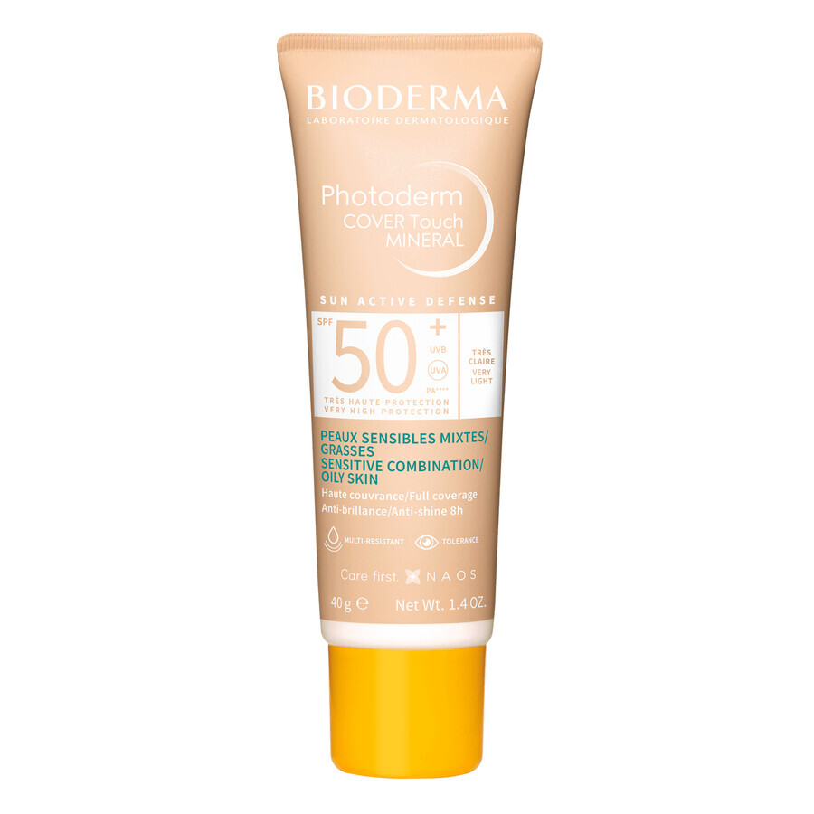 Bioderma Photoderm Cover Touch Mineral, dekkende minerale vloeistof, zeer licht, SPF 50+, 40 g