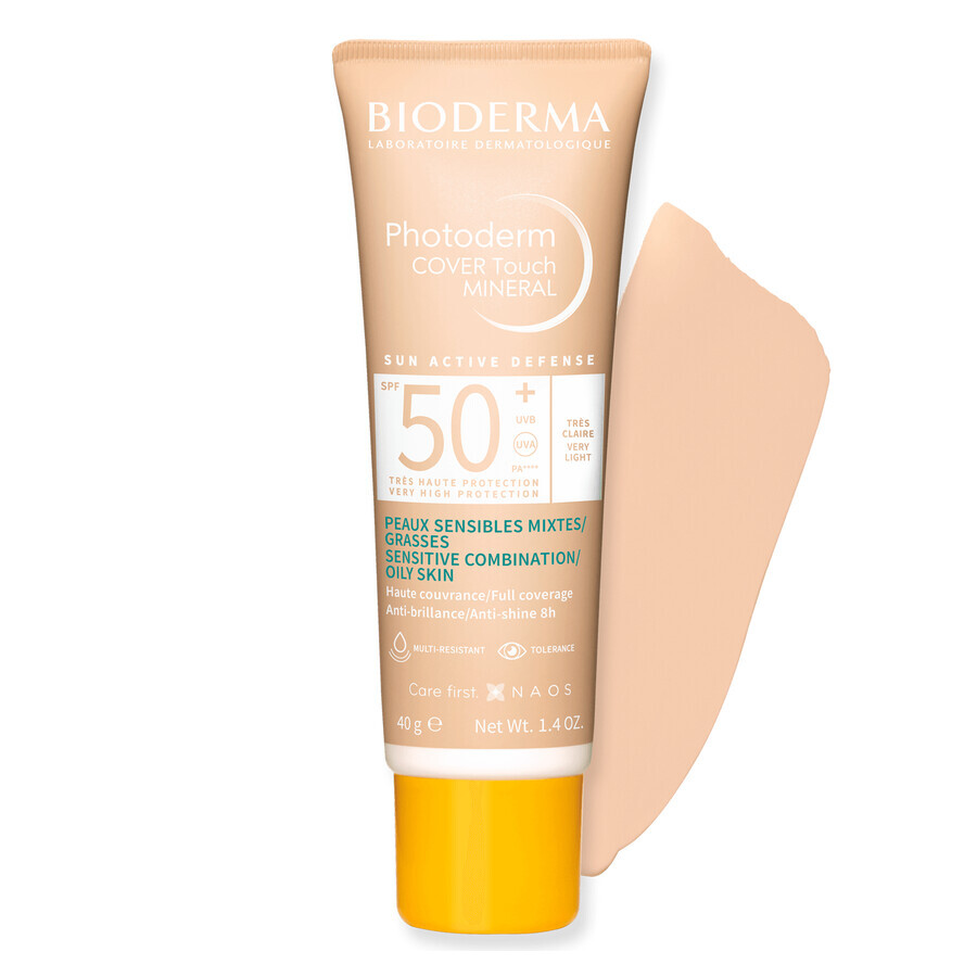 Bioderma Photoderm Cover Touch Mineral, dekkende minerale vloeistof, zeer licht, SPF 50+, 40 g