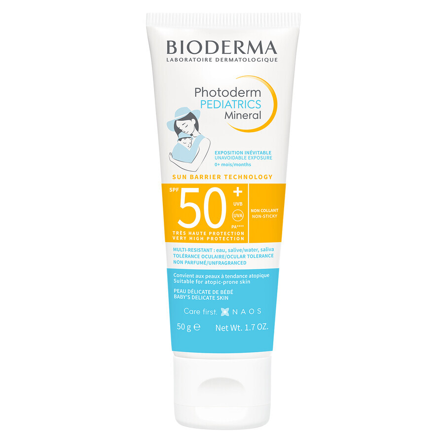 Bioderma Photoderm Pediatrics, Minerale vloeistof voor kinderen, voor gevoelige en allergische huid, SPF 50+, vanaf de geboorte, 50 g