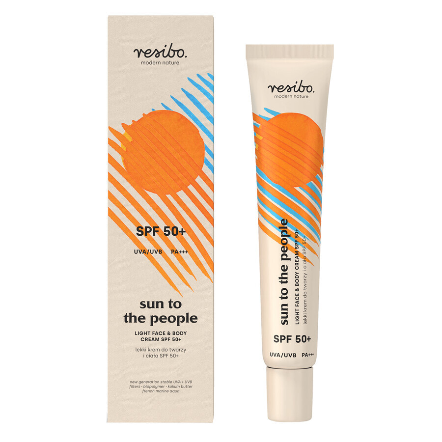 Resibo Sun To The People, cremă ușoară pentru față și corp, SPF 50+, 50 ml