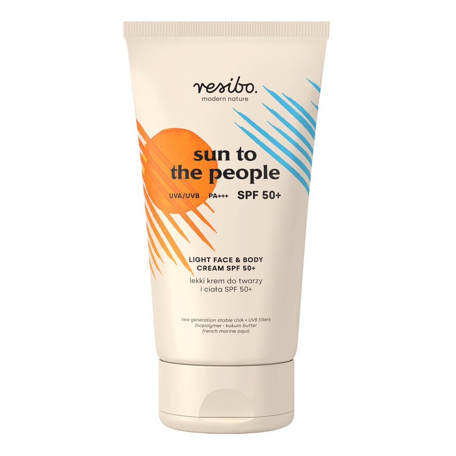 Resibo Sun To The People, crema leggera per viso e corpo, SPF 50+, 150 ml