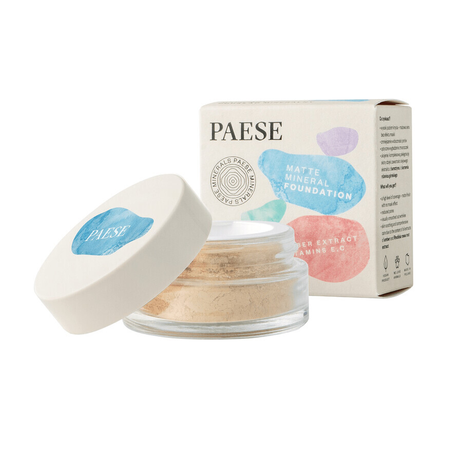 Paese Minerals, mattifying mineral foundation, loose, 102W Natural, 7 g