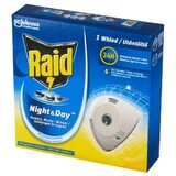 Raid Nacht &amp; Dag Muggen, Vliegen &amp; Mieren, navulling voor insectenspray, 1 stuk