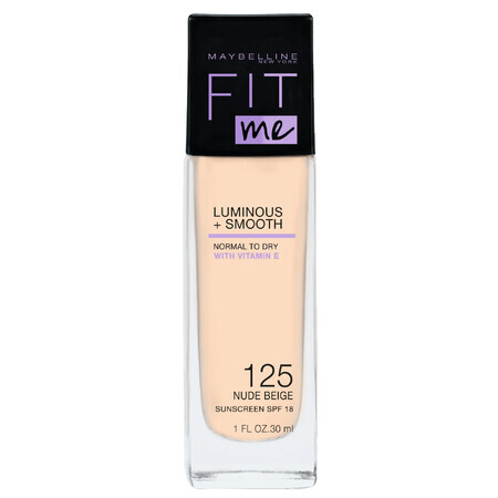 Maybelline Fit Me! Luminous and Smooth, fond de ten iluminator, Nr. 125 Nude, 30 ml