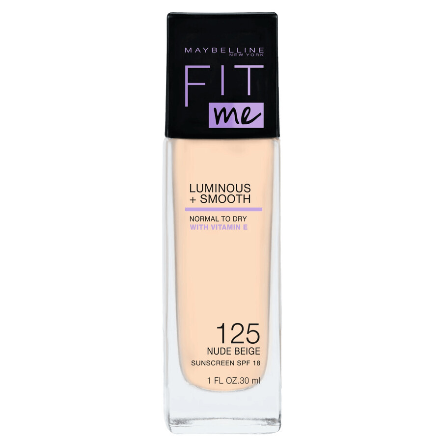 Maybelline Fit Me! Luminous and Smooth, fond de ten iluminator, Nr. 125 Nude, 30 ml