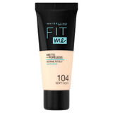 Maybelline Fit Me Matte and Poreless, base de maquillaje matificante, nº 104, Soft Ivory, 30 ml