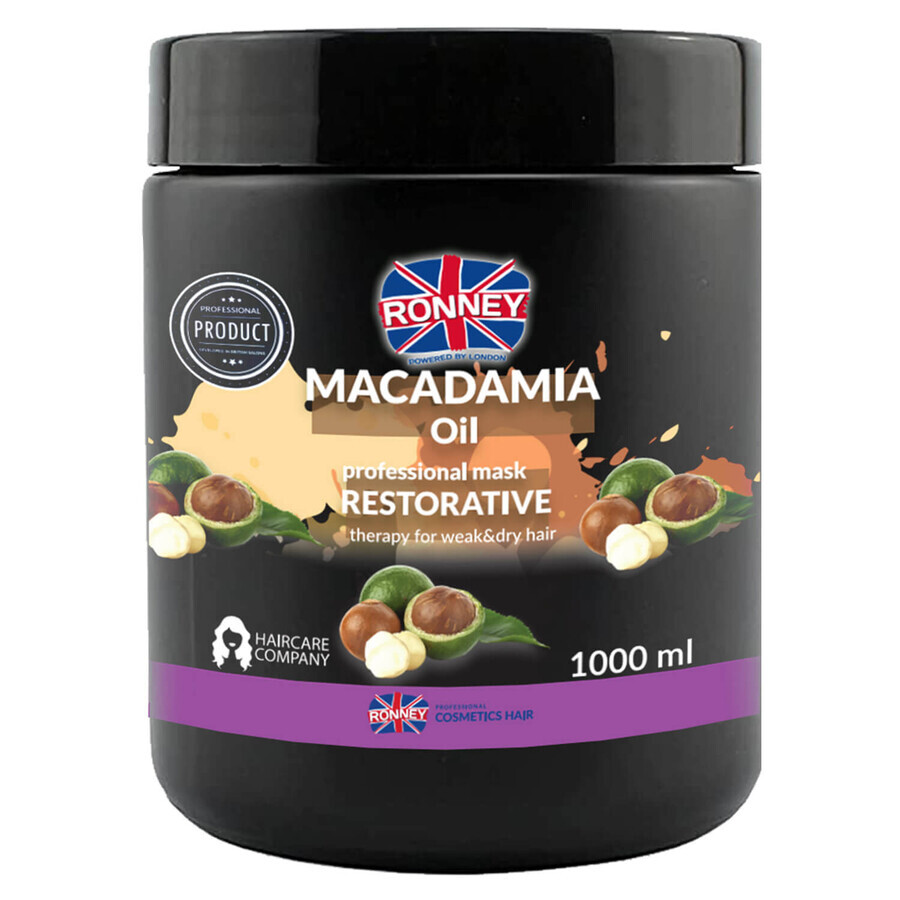 Ronney Macadamia Oil, strengthening mask for dry and brittle hair, 1000 ml