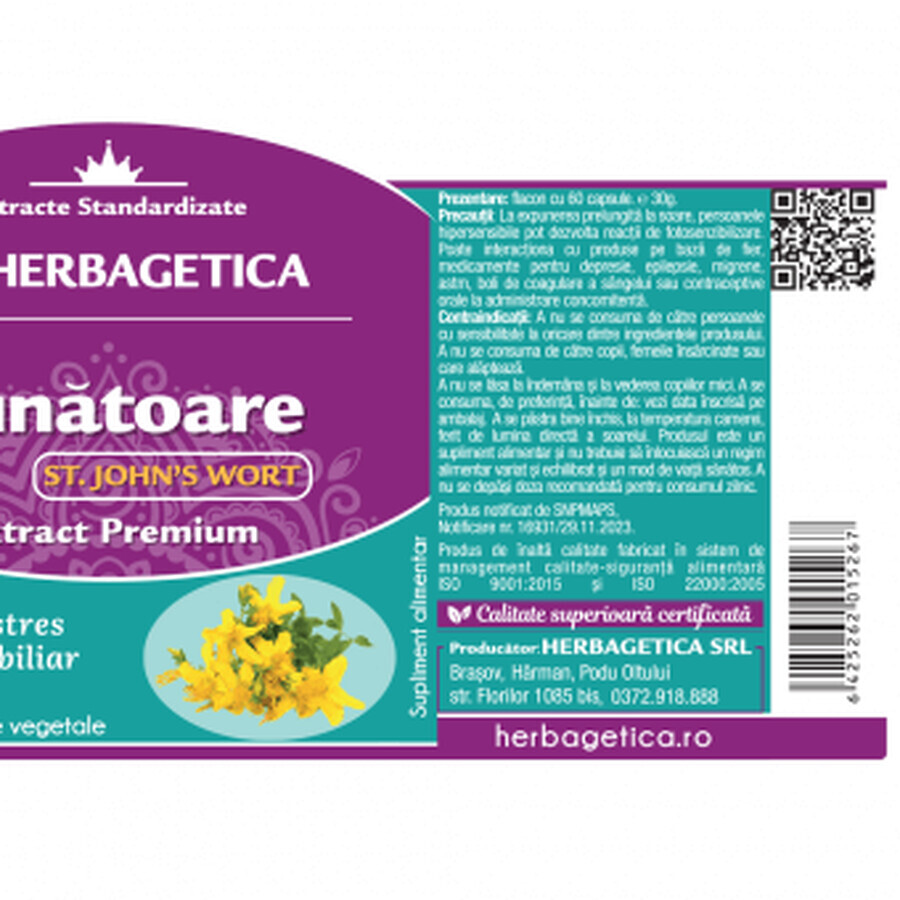 Herbagetica Sunătoare St. John´Wort x 60cps