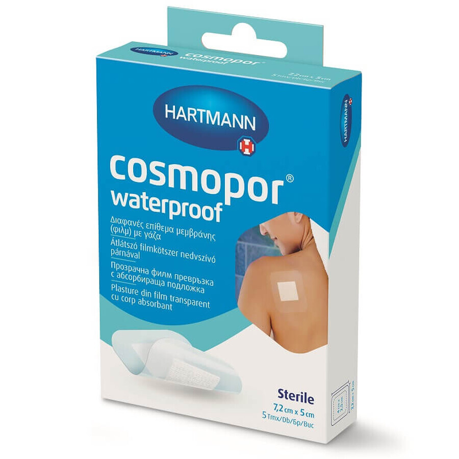 Cerotti sterili Cosmopor Waterproof 7,2 x 5 cm, 5 pezzi, Hartmann