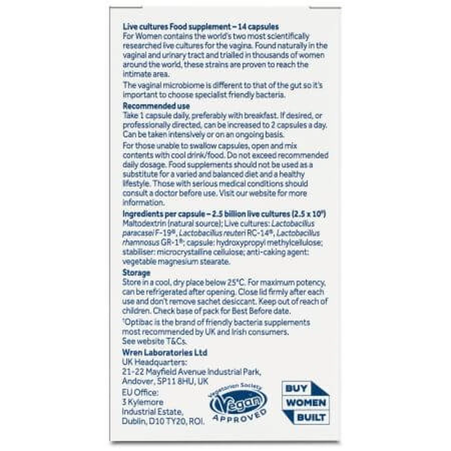 Optibac Probiotikum für Vaginalflora, 2x30 Kapseln