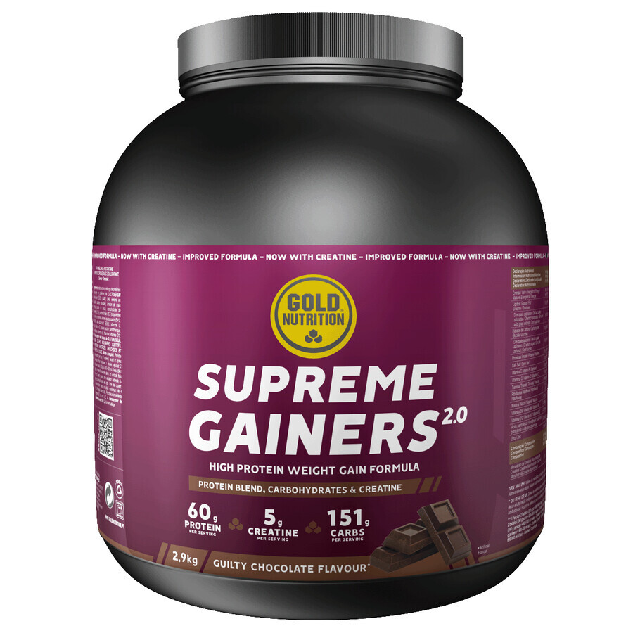 Supreme Gainers 2.0 with strawberry flavor, 2900 g, Gold Nutrition