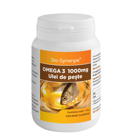 Huile de poisson Oméga 3, 1000 mg, 30 gélules, Bio Synergie