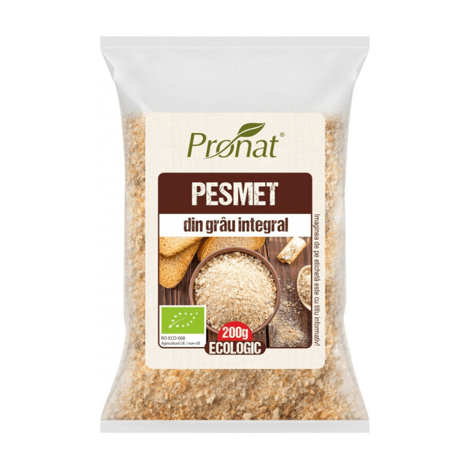 Organic whole wheat breadcrumbs, 200 g, Pronat