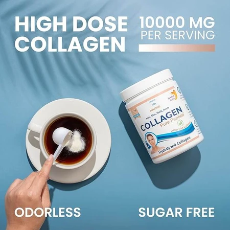 Poudre d'hydrolysat de collagène de poisson marin de type 1 et 3 10 000 mg, 300 g, Swedish Nutra
