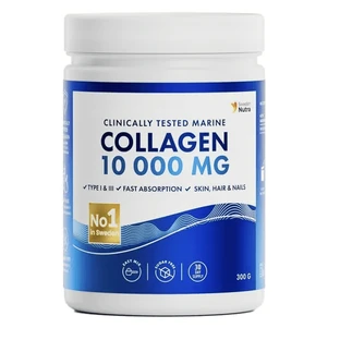 Poudre d'hydrolysat de collagène de poisson marin de type 1 et 3 10 000 mg, 300 g, Swedish Nutra
