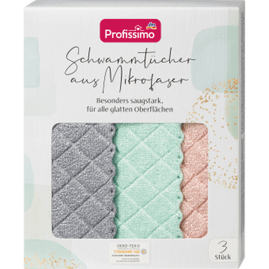 Profissimo Set van 3 microvezelschuimdoeken, 3 stuks