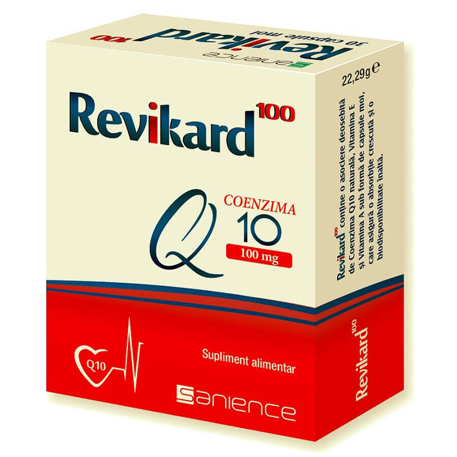 Revikard avec coenzyme Q10 100mg, 30 gélules, Sanience