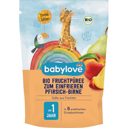 Babylove Purée de fruits aux pêches et aux poires 1 an et +, 225 g