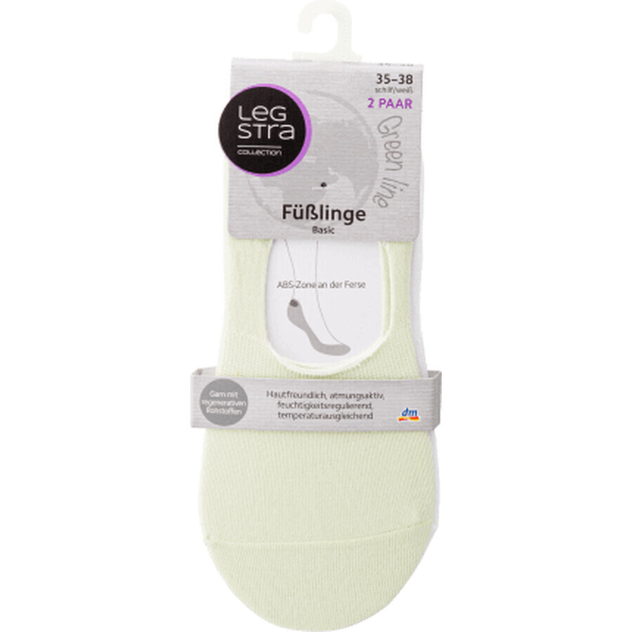 Legstra Korte sokken beige/wit, 2 stuks