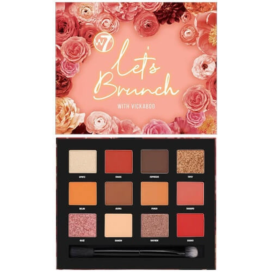 Eye shadow palette, W7, Let's Brunch, With Vickaboo Pressed Pigment, 12 shades
