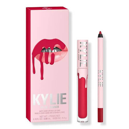 Kylie Lip Lipstick and Pencil Set, Matte Lip Kit, 402 Mary Jo K