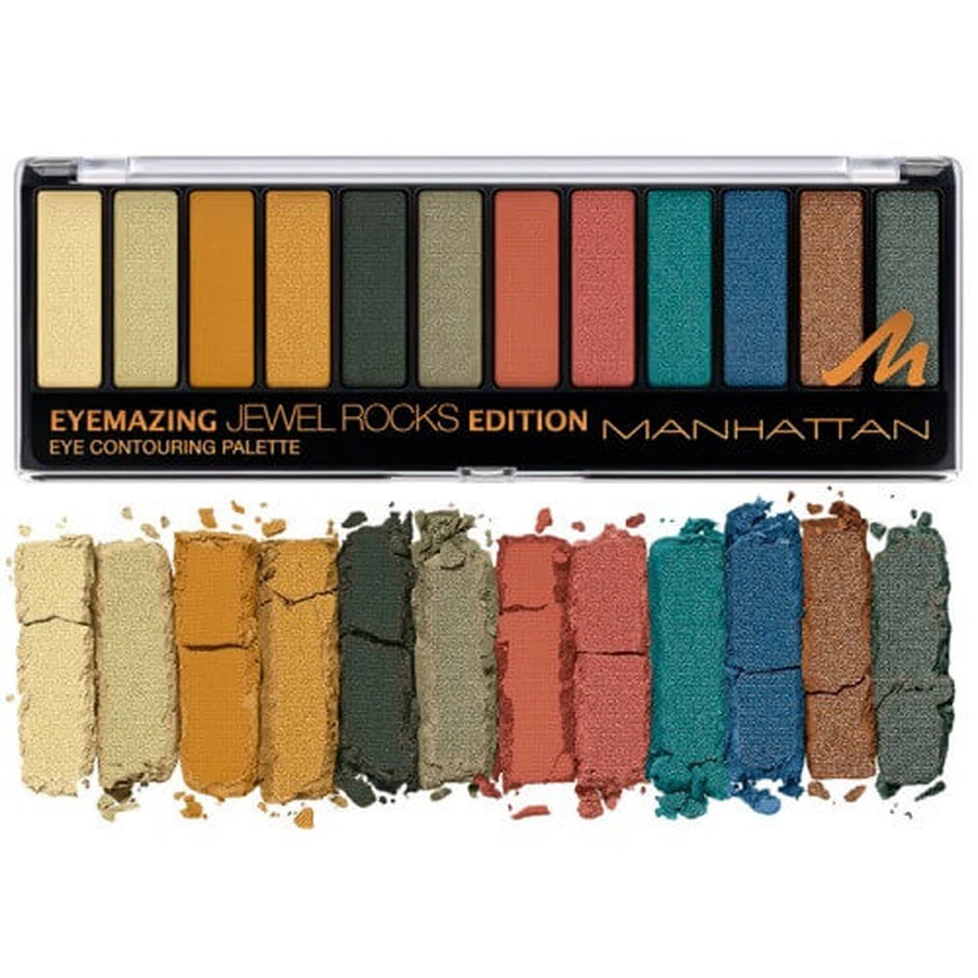 Oogschaduwpalette, Manhattan, Eyemazing Palette, 12 kleuren, 007 Jewel Rocks Editie