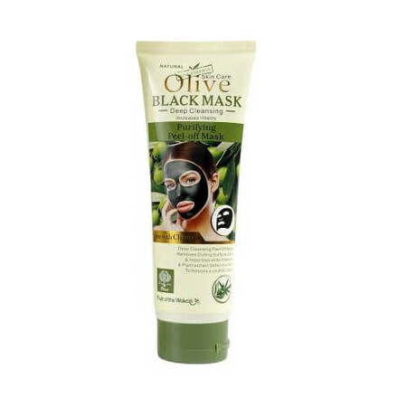 Masque de visage au charbon actif, aux olives et à la vitamine E et B, Wokali, masque noir aux olives, 130 ml