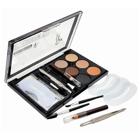 Wenkbrauw Styling Set, Mini Queen, Wenkbrauw Kit, 6 Wenkbrauw Blushes, 3 Wenkbrauw Potloden, 2 Borstels, Potlood, Pincet