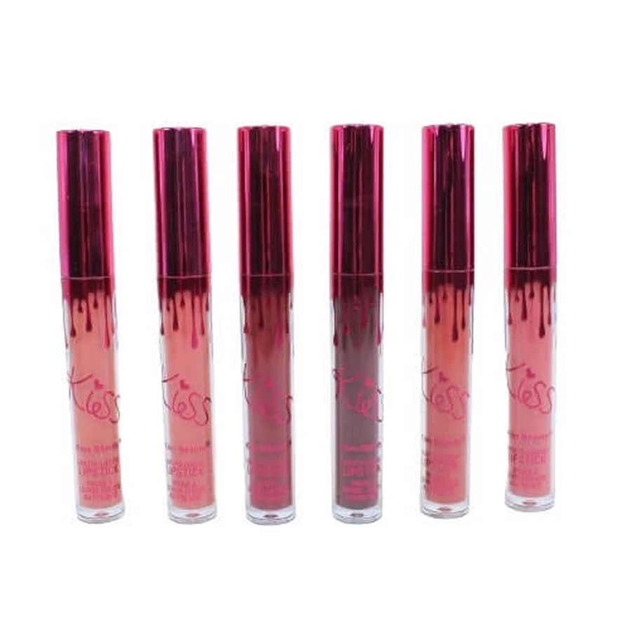 Lipstick Set van 6, Kiss Beauty, Matte Liquid Lipstick, A