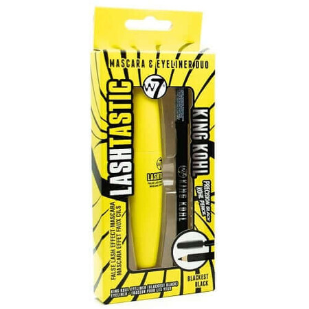 Set de Máscara de Pestañas y Lápiz de Ojos, W7, Dúo Lashtastic Mascara Eyeliner, Negro