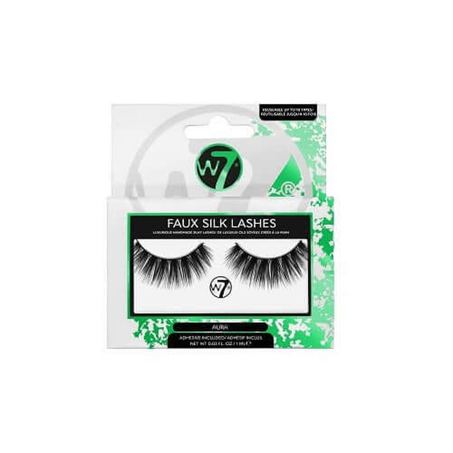 Wiederverwendbare falsche Wimpern, W7, Faux Silk Lashes, Aura, mit Kleber