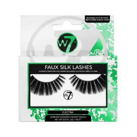 Wiederverwendbare falsche Wimpern, W7, Faux Silk Lashes, Electra, mit Kleber